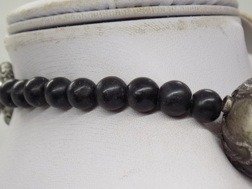 old Chinese Hand Carved Shou Qing? Bead Sterling Silver Dragon Coral Necklace - Picture 8 of 11