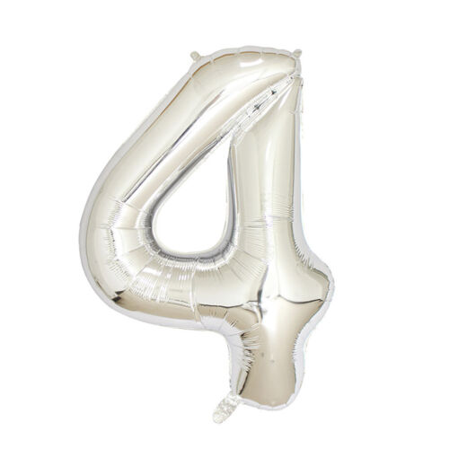Silver Foil Party Balloon - Large 80cm (32") - Number 4 - Afbeelding 1 van 7