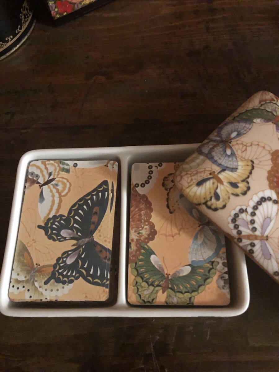 Vintage NEIMAN MARCUS Butterfly PLAYING CARDS & Porcelain Vintage NEIMAN MARCUS Butterfly PLAYING CARDS & Porcelain