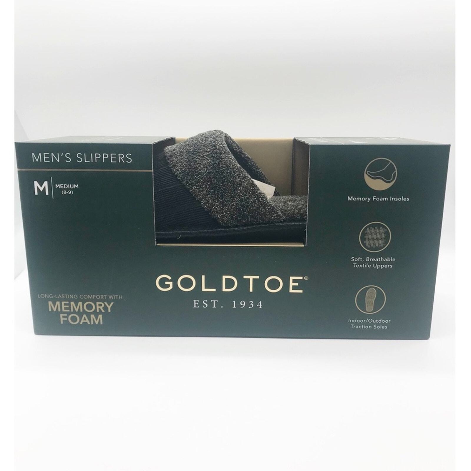 PANTOFOLA D’ORO Ciabatte da uomo punta oro taglia small 7 nere memory foam scarpe da casa nuove $40