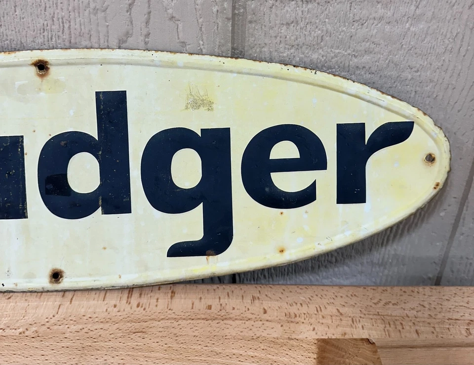 Letrero de granja tejón publicidad original vintage original 27"x7" metal coleccionable Foto 4 de 4