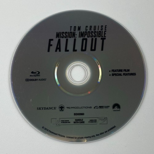 Mission: Impossible – Fallout (Blu-ray, 2018) Disc Only | Action, Tom Cruise