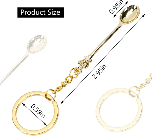 4PCS Mini Crown Spoon Keychain Pendant Necklace, Mini Spoon Teaspoon - 第 7/12 張圖片