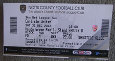 2016-17 Notts County v Carlisle United  - League Two  - Ticket Stub