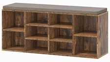 Shoe Storage Bench 10 Cubbies Storage Rack Bench With Removable Padded Seat Spac