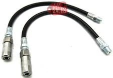 (Qty:2) 12" FLEXIBLE Grease Gun Hose Nylon Whip w/ Coupler Nozzle Extension 