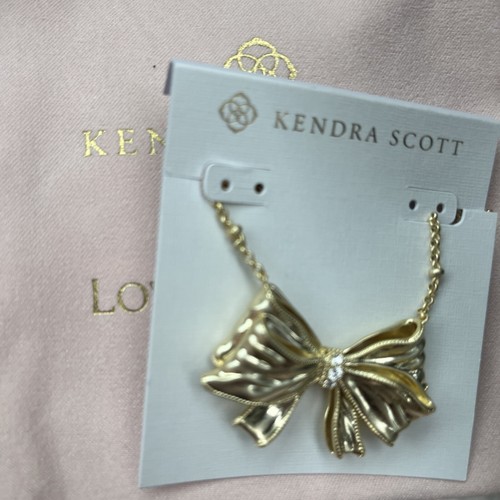 LoveShackFancy X Kendra Scott Gold Big Bow STATEMENT Necklace NWT Great Gift