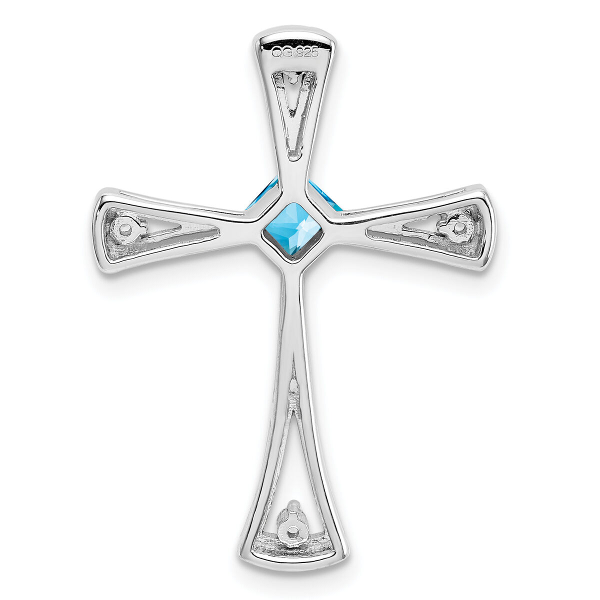 Lex & Lu 14k White Gold Blue Topaz and Diamond Cross Pendant Lex & Lu 14k White Gold Blue Topaz and Diamond Cross Pendant