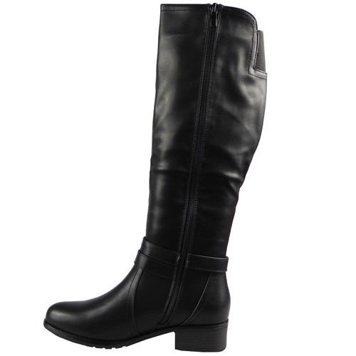 Botas hasta la rodilla para mujer Botas de invierno cálidas con hebilla elástica reforzada elástica elástica elástica - Imagen 9 de 22