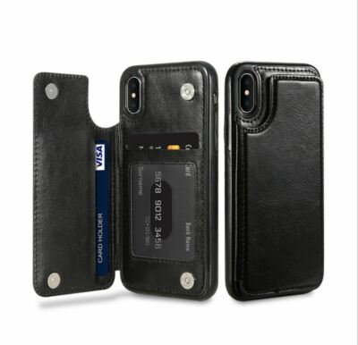 Leather Wallet Credit Card Slot Cover Case For Phone 14 13 12 11 X 7 8 Plus Pro