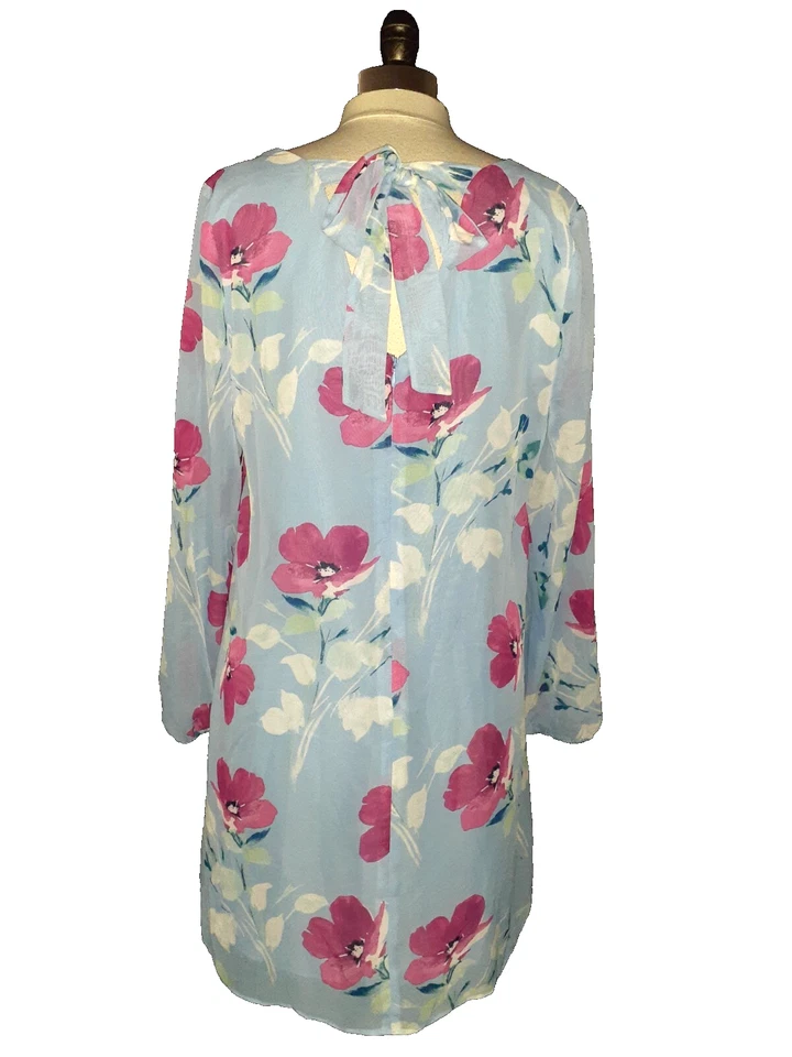 NUEVO INC International Concepts Talla L Vestido Ajustado Azul Rosa Floral Manga Larga Foto 3 de 4