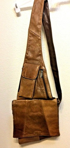 Vintage Tinder Unisex Mini Rucksack Umhängetasche Echtleder Braun - Bild 1 von 11