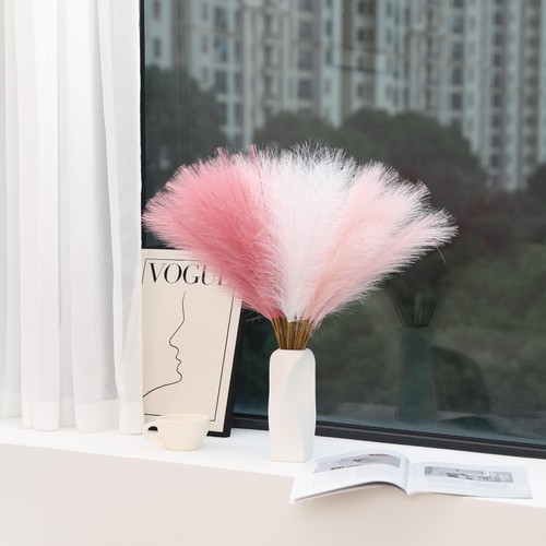 30pcs Faux Pampas Grass 24 Inch Pink Pampas Grass Home Decor Artificial Colored - Picture 5 of 6