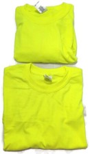 Mens's Safety Yellow Cotton Blend High Vis Long Short Sleeve T Shirt X2 Small