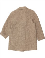 Delia Ferrari Womens Double Breasted Coat It 43 Medium Beige Herringbone Bu35
