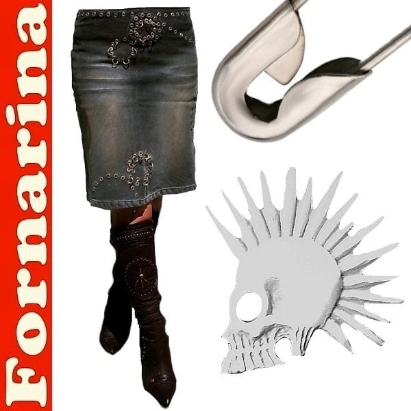 Pantalones de mezclilla Fornarina Tregua Punk Emo Moda Tachonados Culto Rock W26 S36 W28 M38 Foto 3 de 3