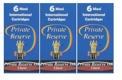 3 Packs, Private Reserve Long International Fountain Pen Ink Cartridges, New