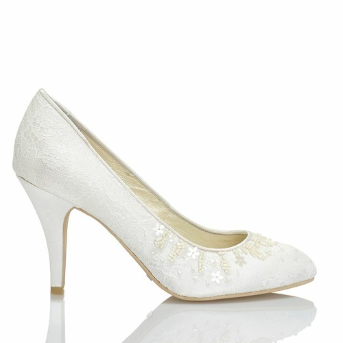 MENBUR ~ Pumps Spitze Perlen & Pailletten Ivory Leder 38 Brautschuhe OVP 129 € - Bild 3 von 3