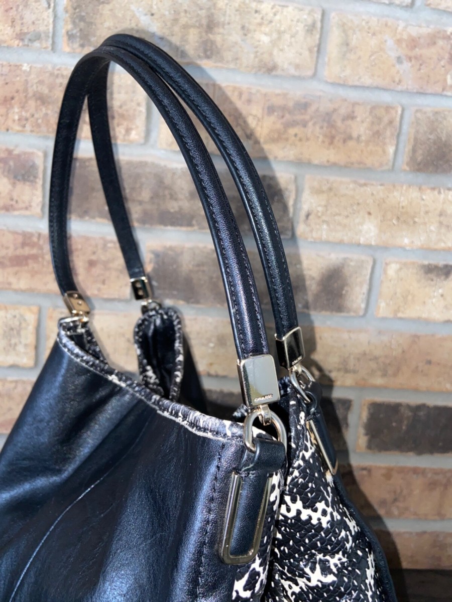 Coach Madison Shoulder Bag Two Tone Black/Python Exotic