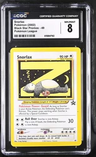 CGC 8 Snorlax 49 Wotc Black Star Promo Pokemon League Pokemon Card