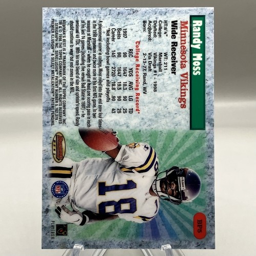 1998 Randy Moss Bowman’s Best #BP5 Best Performers Rookie Card RC - Picture 2 of 3