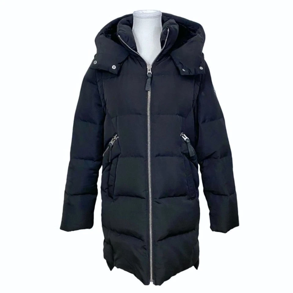 DEREK LAM 10 CROSBY 2 EN 1 NEGRO ACOLCHADO PIEL CAPUCHA CREMALLERA COMPLETA ABRIGO Y CHALECO DE INVIERNO Foto 2 de 4