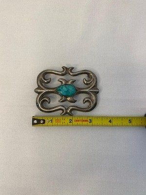 Vintage Native American Sandcast Turquoise Belt Buckle