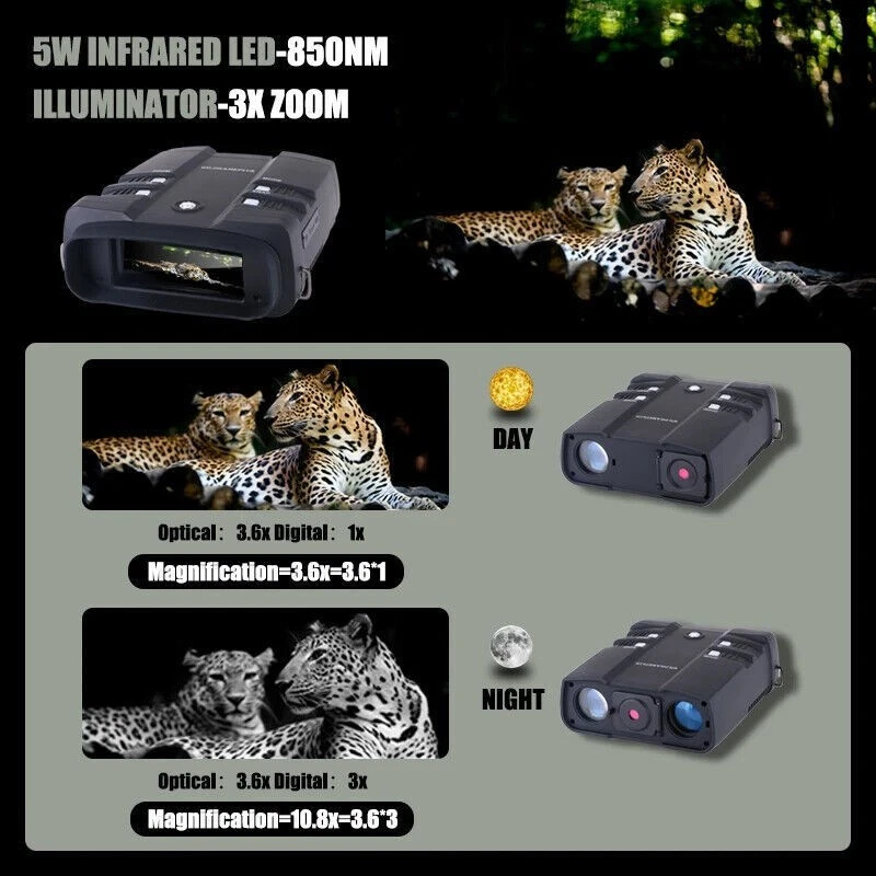 WG500B 1080P HD Night Vision Binoculars 3.6-10.8 Digital Zoom Infrared Hunting - Image 4 of 4