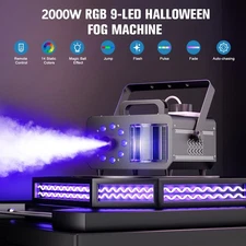 2000W RGB 3000CFM Fog Smoke Machine Stage Party Fogger RGB 9LED DMX Remote