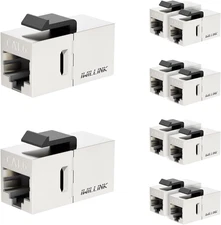 Cat6 Shielded Coupler 10-Pack, RJ45 Ethernet Female to Female Keystone Jack, STP