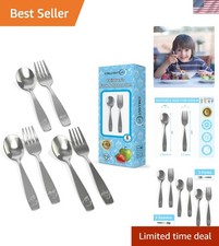 Stainless Steel Kids Silverware Set - 6-Piece Safe  Fun Flatware for Ages 3 