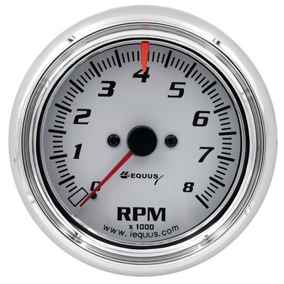 Equus Tachometer 5078; 5000 Series 0-8000 RPM 3-3/8 in. Electric, White