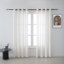 Natural Linen Curtains 84 Inch Length for Bedroom,Soft Sheer Linen Curtains L...