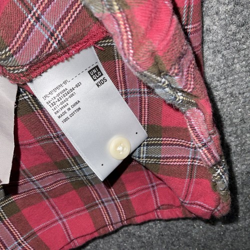 UNQLO Dress Girls 13 Red Plaid Preppy Aline Button Flannel Pockets - Picture 5 of 8