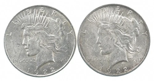 1922 & 1922 Peace Silver Dollar $1 Bullion Collection Lot *174