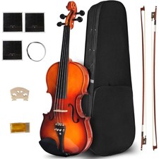 Adult Acoustic Violin 1/2 with Case,Bow Rosin Solidwood Ebony Fitted