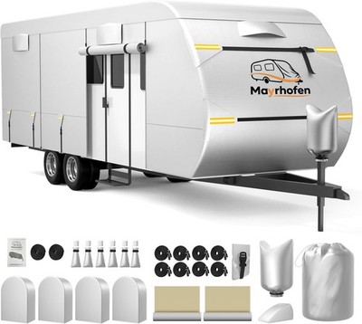 600D Oxford Fabric RV Cover 20-22ft Travel Trailer Cover, 6 Layers Breathable Wa