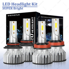 4x 9005 H11 Combo LED Headlight High Low Beam Bulbs kit 6000K Super White Bright