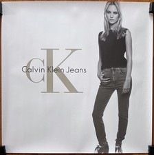 Poster pubblicitario negozio double face Kate Moss Iconic 1996 Calvin Klein Jeans 36 pollici x 36 pollici