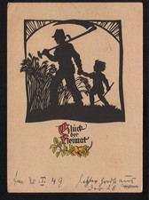 AK 10222 Scherenschnitt Plischke Glück der Heimat