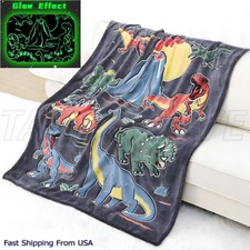 Dinosaur Blanket Kids Glow in The Dark Fleece...