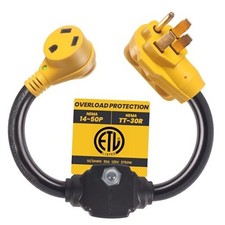 Overload Protector 50 Amp to 30 Amp RV Adapter Plug for Camper with Circuit
