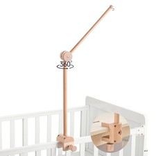 Crib Mobile Arm - Rotating Baby Mobile Hanger, Natural Beech Wood, Mobile Sta...