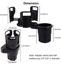 2 IN 1 Multifunction Car Double Cup Holder Expander Drink Holder 360° Adjustable