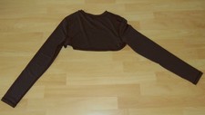Shein kurzes Gym-Sport-Top, dunkelbraun, langarm, Stretch, Gr. S - ungetragen