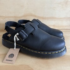 NWT Dr Martens Jorge II Black Faux Fur Sling Back Mules Shoes Mens 12 Doc