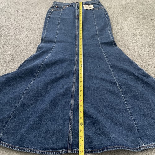 Levi’s Mermaid Long Flare Premium Blue Jeans Skirt Tag Sz. 25 W Measured 26 W - Picture 16 of 16