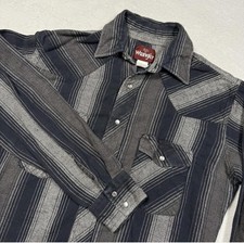 Wrangler Vintage Western Shirt Long Sleeve, Pearl Snap, Striped