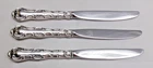 3 STERLING SILVER STRASBOURG PLACE SIZE DINNER KNIVES 9 1/4"-ORNATE 1897 GORHAM