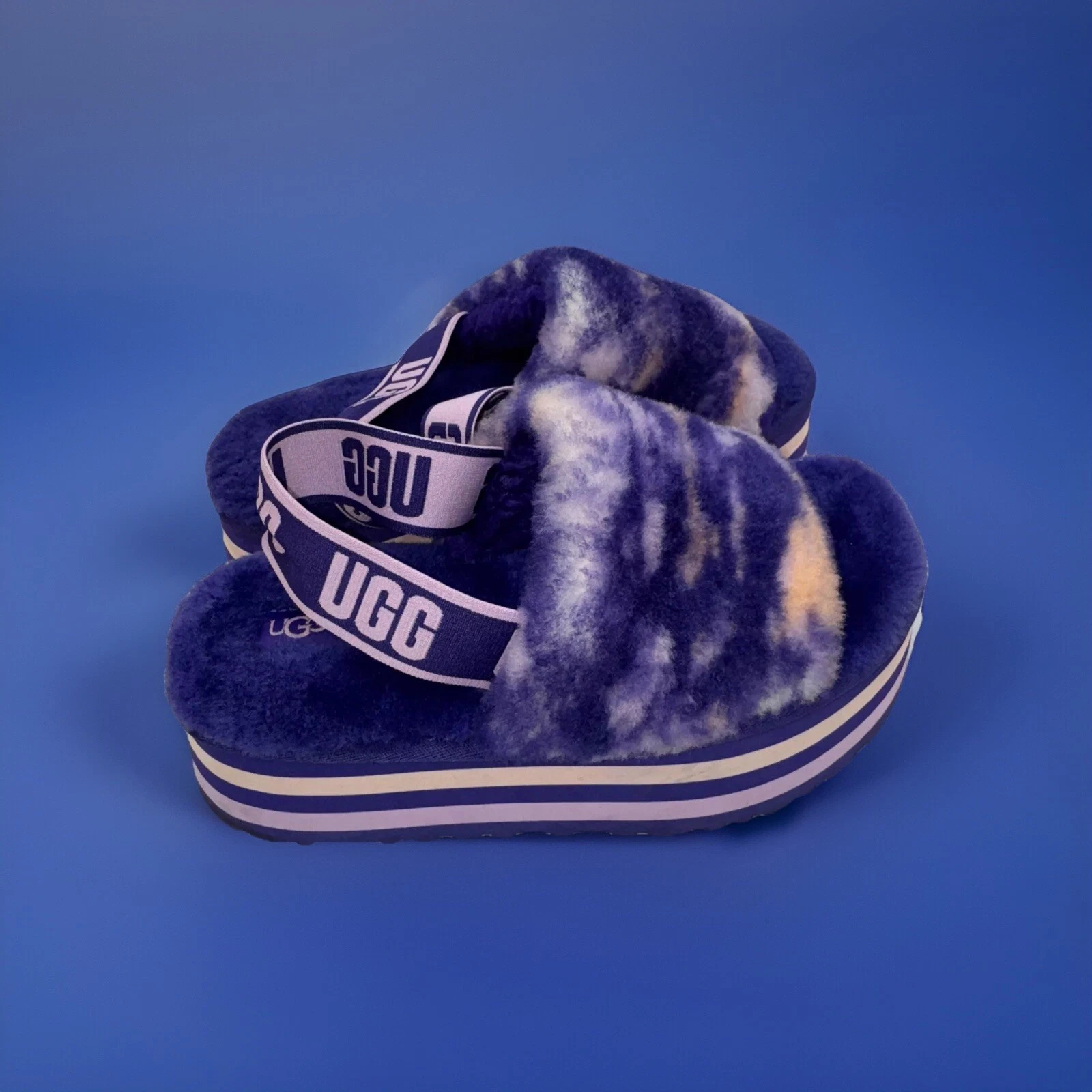 UGG Fluff Yeah Violet Marble Slide Ciabatta Donna US taglie 7